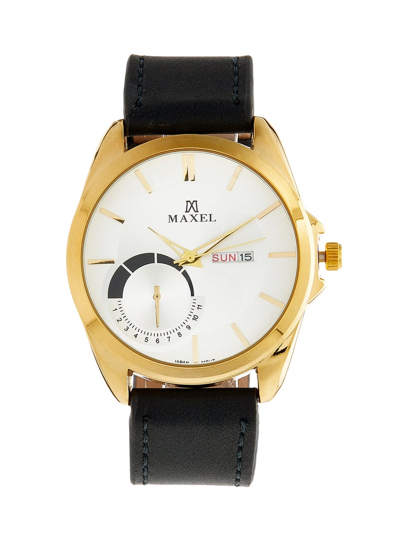 ماكسل ساعة يد كرونوغراف بحزام جلد 1091 - 40 مم - أسود - Image 1