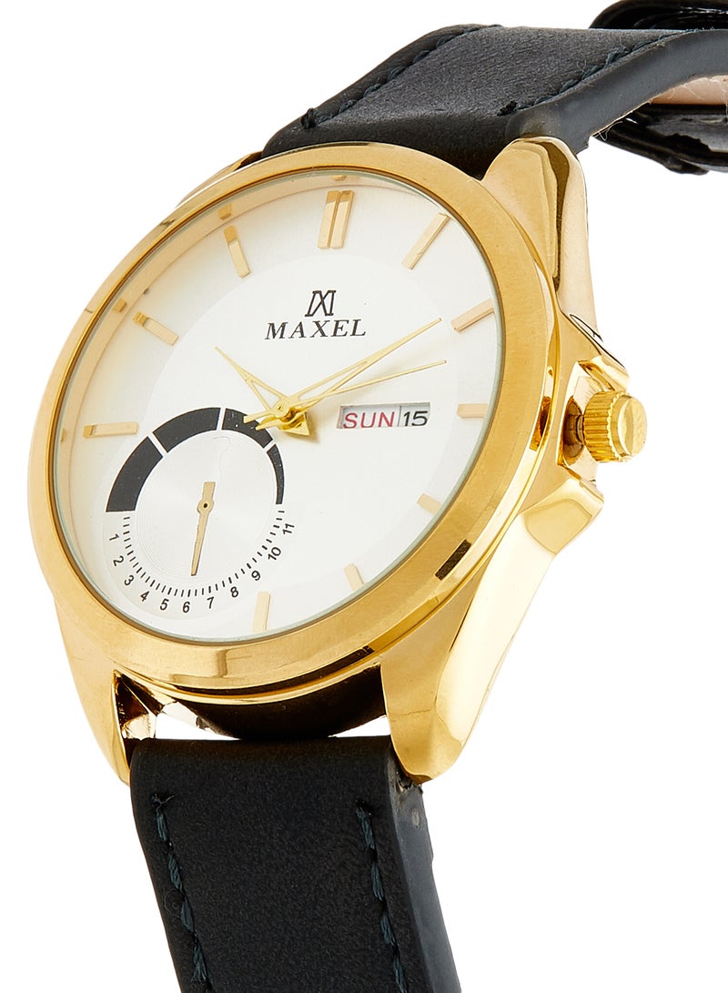 ماكسل ساعة يد كرونوغراف بحزام جلد 1091 - 40 مم - أسود - Image 2