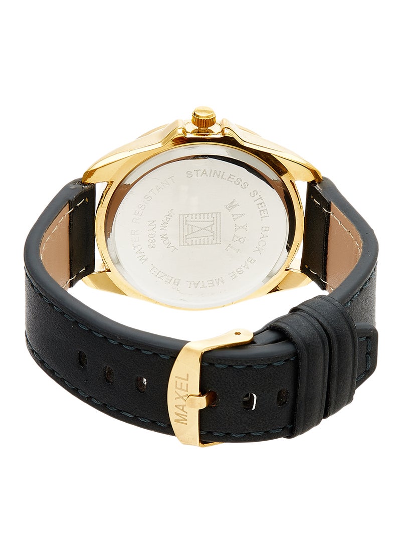 ماكسل ساعة يد كرونوغراف بحزام جلد 1091 - 40 مم - أسود - Image 3