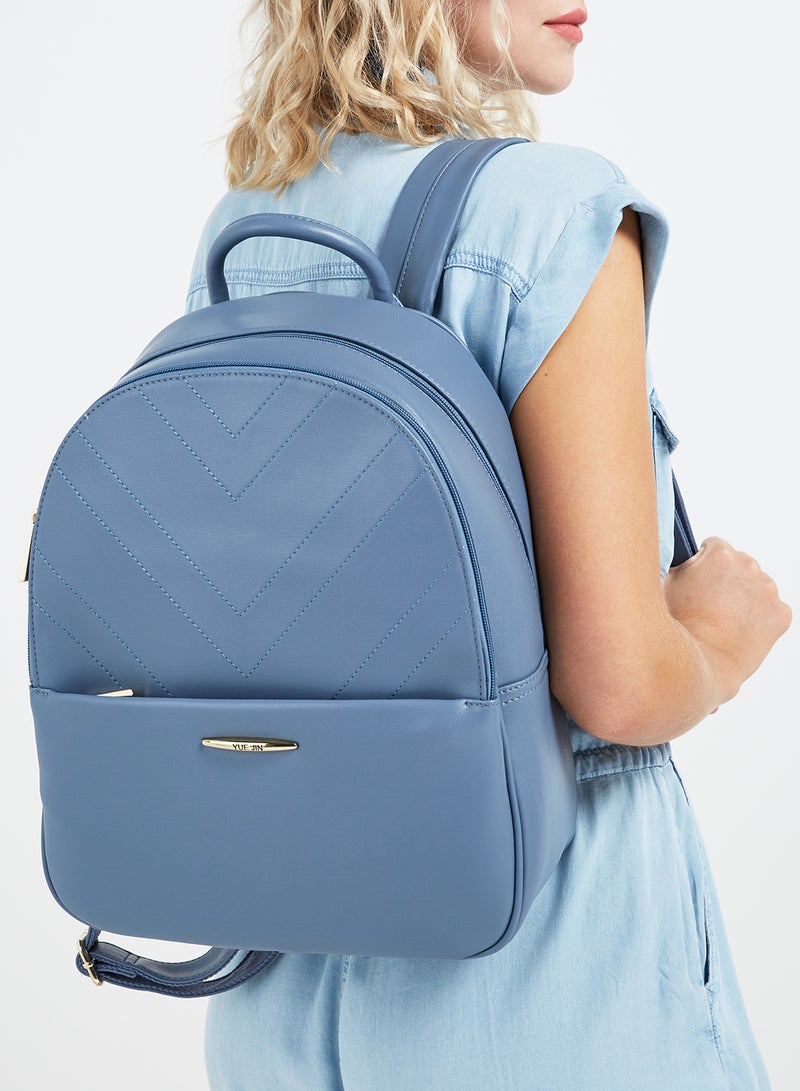 YUEJIN - Faux Leather Backpack Blue - Image 1