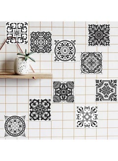 FRIEET 10-Piece Self Adhesive Bathroom Kitchen Wall Sticker Set Black/White 15 x 15centimeter  - Image 2