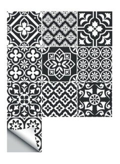 FRIEET 10-Piece Self Adhesive Bathroom Kitchen Wall Sticker Set Black/White 15 x 15centimeter  - Image 1