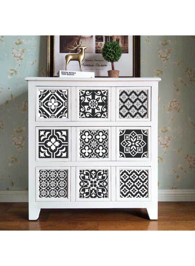 فريت طقم ملصق جداري ذاتي اللصق مناسب للحمام والمطبخ مكون من 10 قطع أسود/ أبيض 15 x 15Ø³Ù†ØªÙŠÙ…ØªØ± - Image 2