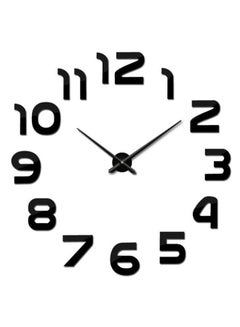 FRIEET 3D Number DIY Wall Clock Acrylic Mirror Sticker Black 60 x 60centimeter  - Image 1