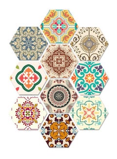 FRIEET 10-Piece Self Adhesive Non Slip Bathroom Kitchen Wall Sticker Set Multicolour 20 x 23centimeter 