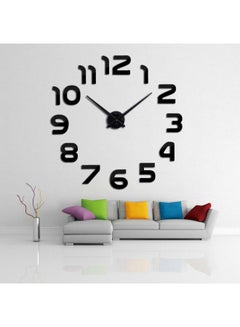 FRIEET 3D Number DIY Wall Clock Acrylic Mirror Sticker Black 60 x 60centimeter  - Image 2