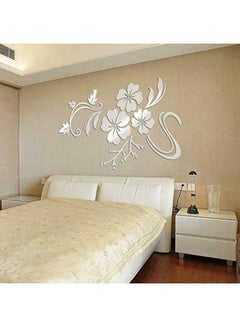 FRIEET 3D Mirror Flower Art Removable Wall Sticker Silver 40 x 60centimeter  - Image 2