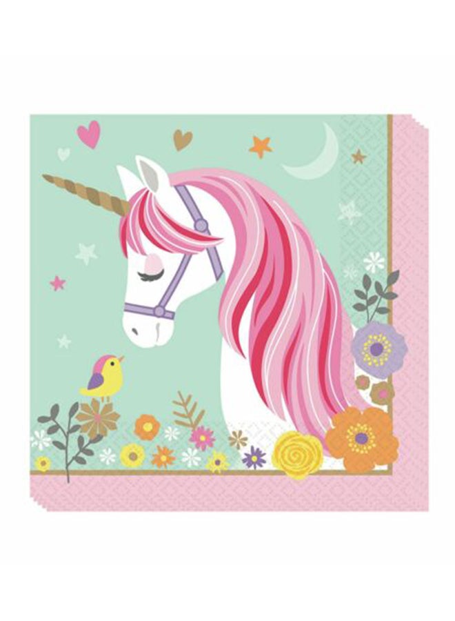 أمسكان طقم فوط للغداء بنمط وحيد القرن السحري مُكوَّن من 16 قطعة - Image 2