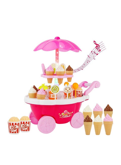 Candy Cart Ice Cream Shop Supermarket Trolley Kids Toy With Light And Music