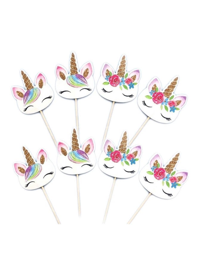 24-Piece Unicorn Cartoon Cupcake Toppers Cake Insert Pick Birthday Party Decor - Image 2
