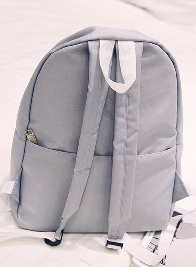 طقم حقيبة ظهر أنيقة بتطريز على شكل زهرة من قطعتين رمادي - Image 2