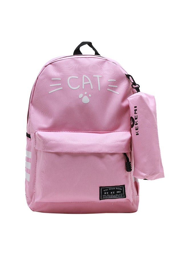 2-Piece Cat All Match Casual Backpack Set Pink
