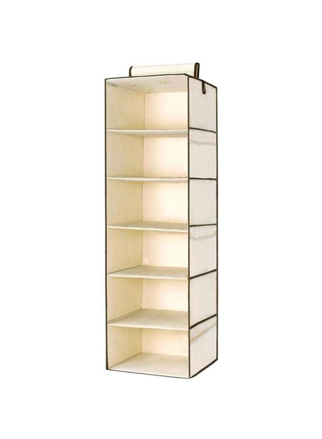 6-Shelf Closet Hanging Organizer Beige 120x30cm 