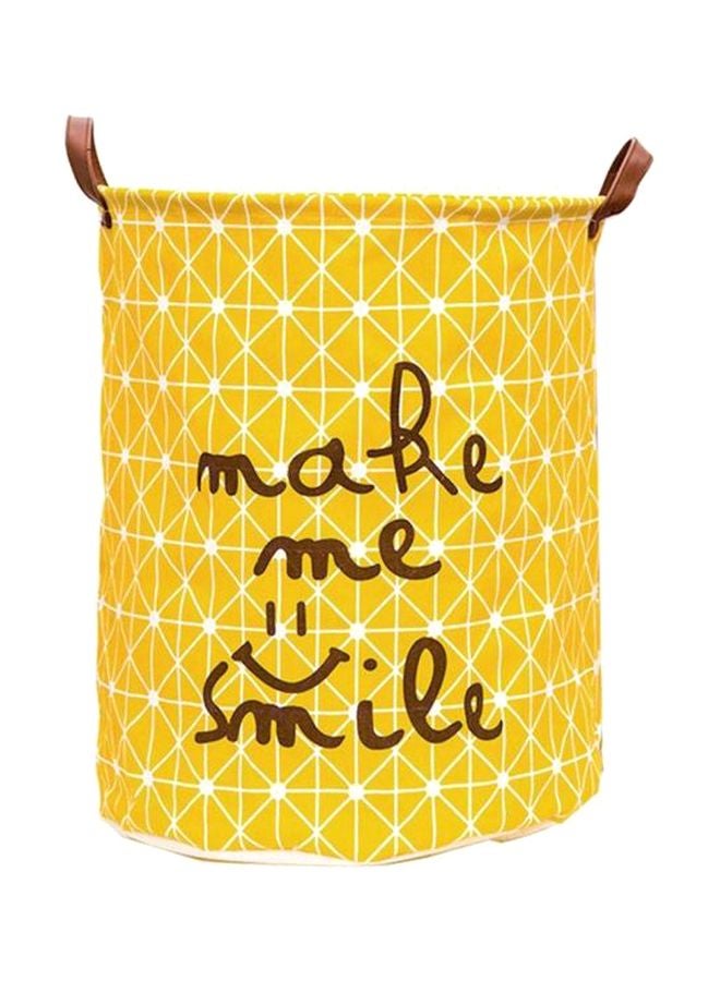 ZTO Smile Printed Foldable Laundry Basket Yellow/Brown/White 40x35cm