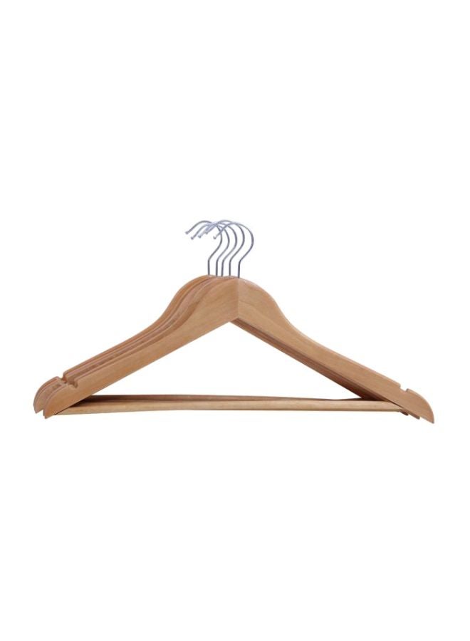 5-Piece Wooden Hanger Set Beige/Silver - Image 1