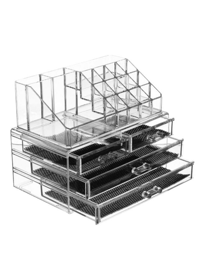 منظم لمستحضرات التجميل مصنوع من البلاستيك شفاف