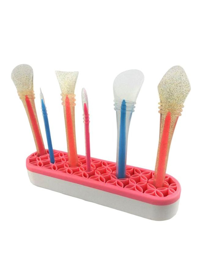 Makeup Brush Storage Rack White/Pink