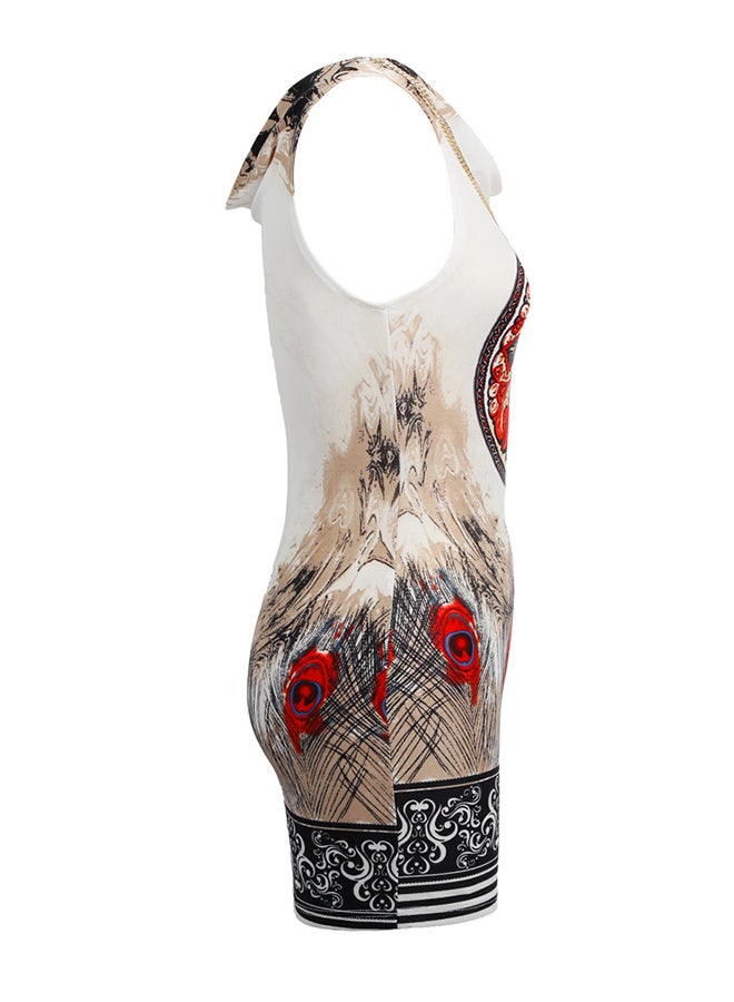 Feather Printed Mini Dress Multicolour - Image 4