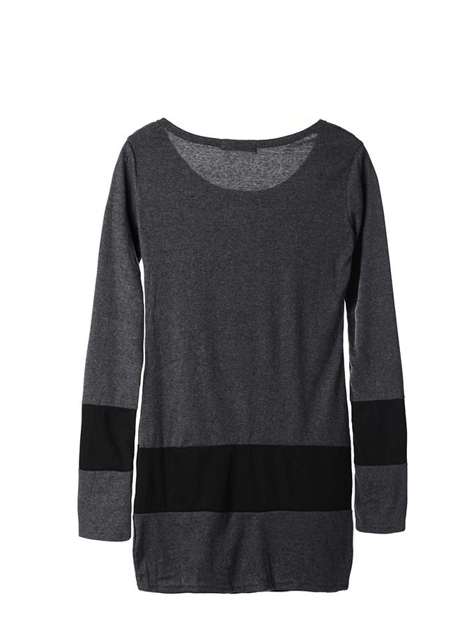 Long Sleeve Striped Mini Dress Gray - Image 2