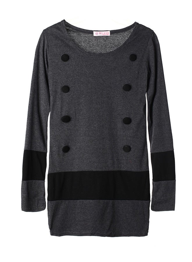 Long Sleeve Striped Mini Dress Gray - Image 1