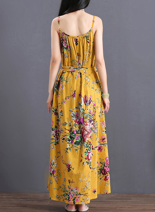 Floral Printed Dress With Pocket Yellow - Image 2