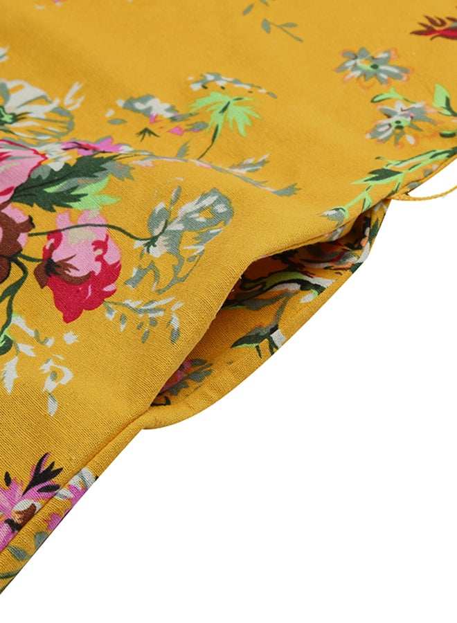 Floral Printed Dress With Pocket Yellow - Image 4