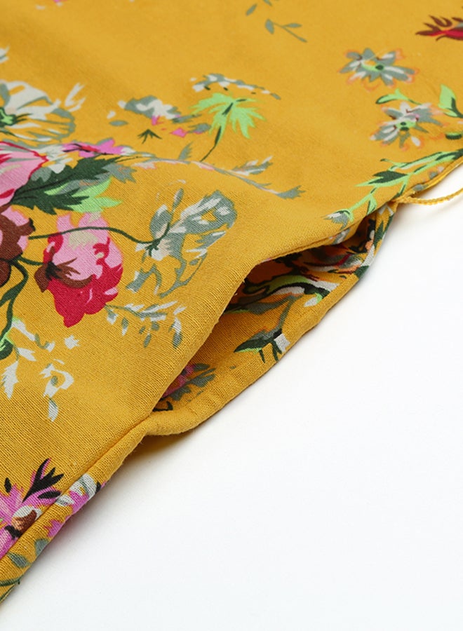 Floral Printed Dress With Pocket Yellow - Image 5