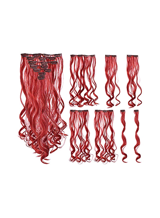 SWACC 7-Piece Full Head Party Highlights Clip Extension Set Red 20inch