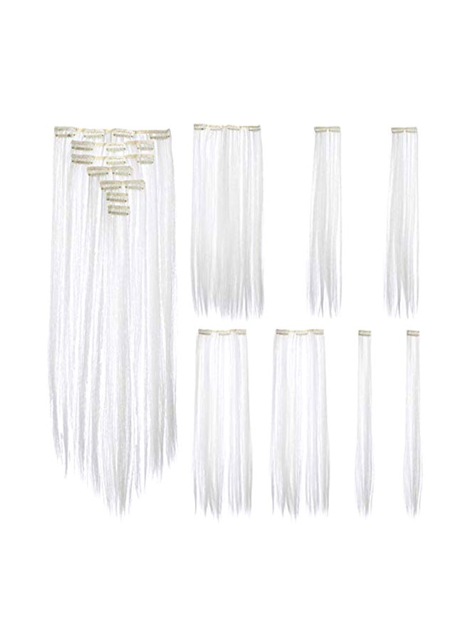 SWACC 7-Piece Full Head Party Highlights Clip On Extension Set White 22inch