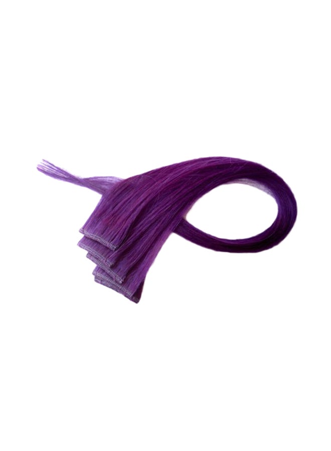 ريين مجموعة وصلة شعر طبيعي مع مشبك - 5 قطع أرجواني  - Image 2