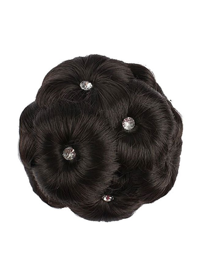 وصلة شعر كيرلي قصير على شكل كعكة مكونة من 9 كعكعات أسود