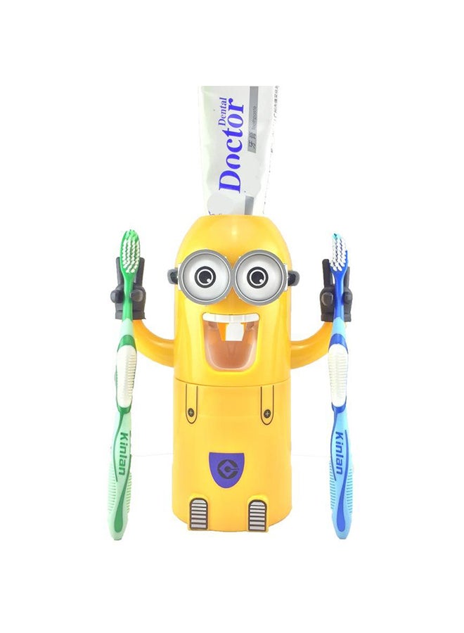 حامل فرشاة أسنان مع موزع معجون الأسنان التلقائي أصفر 15سم - Image 2