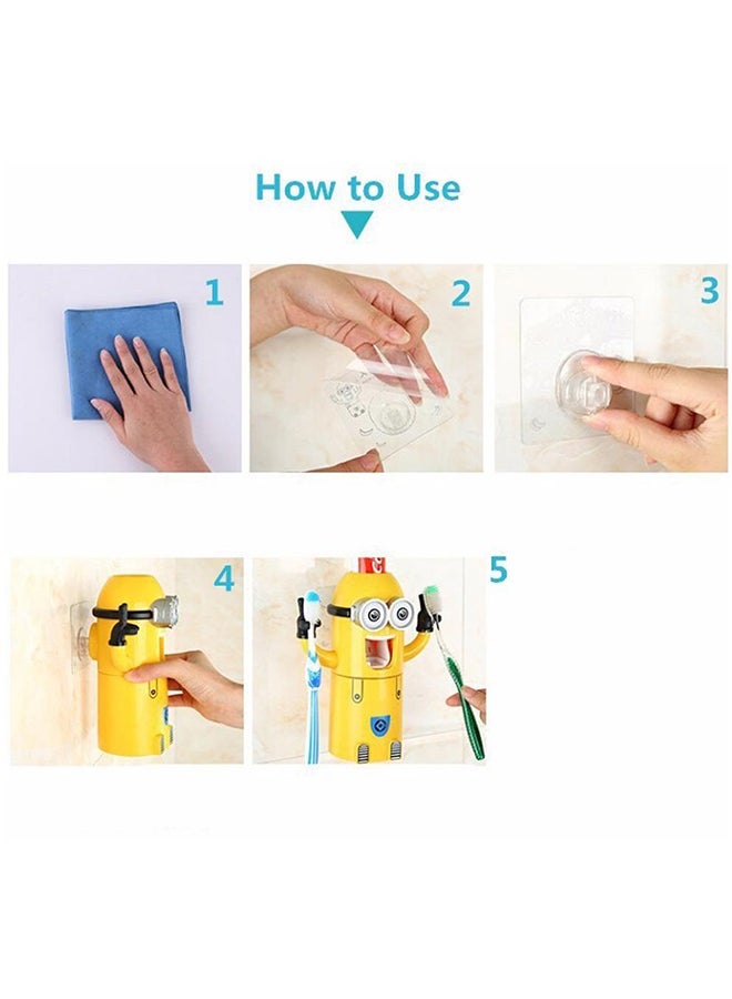 حامل فرشاة أسنان مع موزع معجون الأسنان التلقائي أصفر 15سم - Image 4