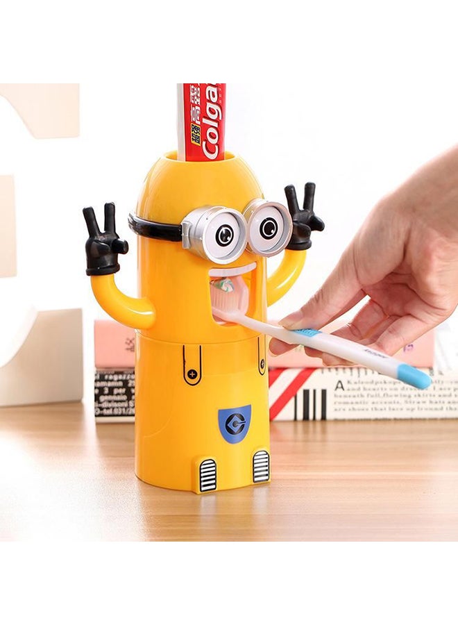 Generic Mini Toothpaste Dispenser And Toothbrush Holder Yellow 15cm  - Image 2