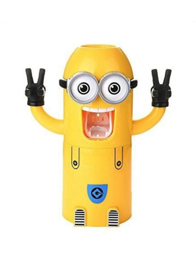 Mini Toothpaste Dispenser And Toothbrush Holder Yellow 15cm - Image 1