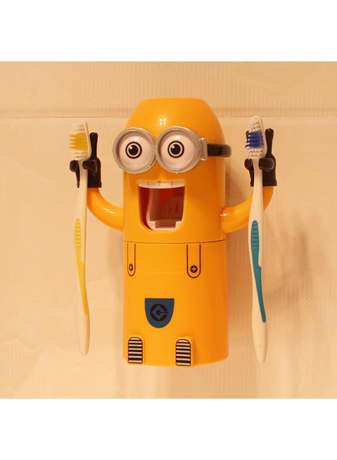 Generic Mini Toothpaste Dispenser And Toothbrush Holder Yellow 15cm  - Image 3