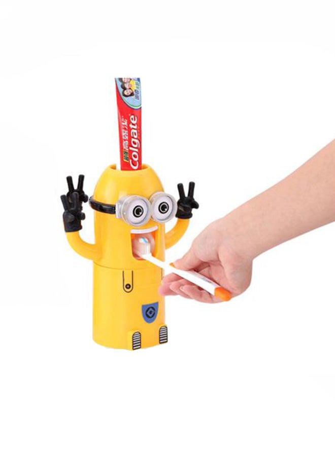 Mini Toothpaste Dispenser And Toothbrush Holder Yellow 15cm - Image 2