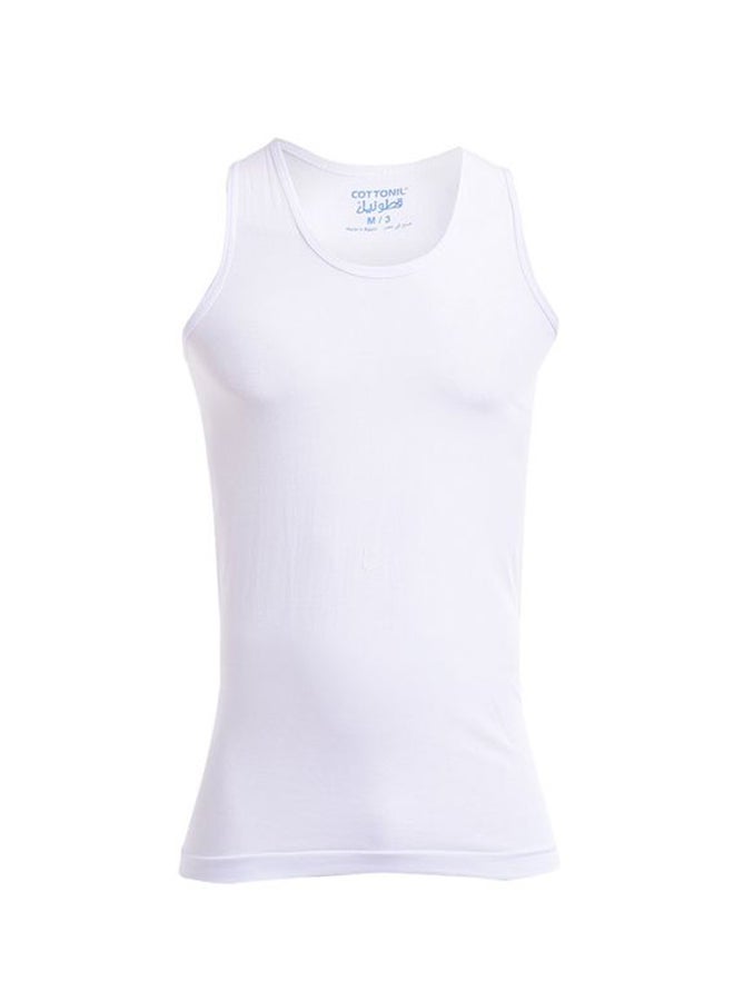COTTONIL Pack Of 3 Sleevless Undershirts White  - Image 2