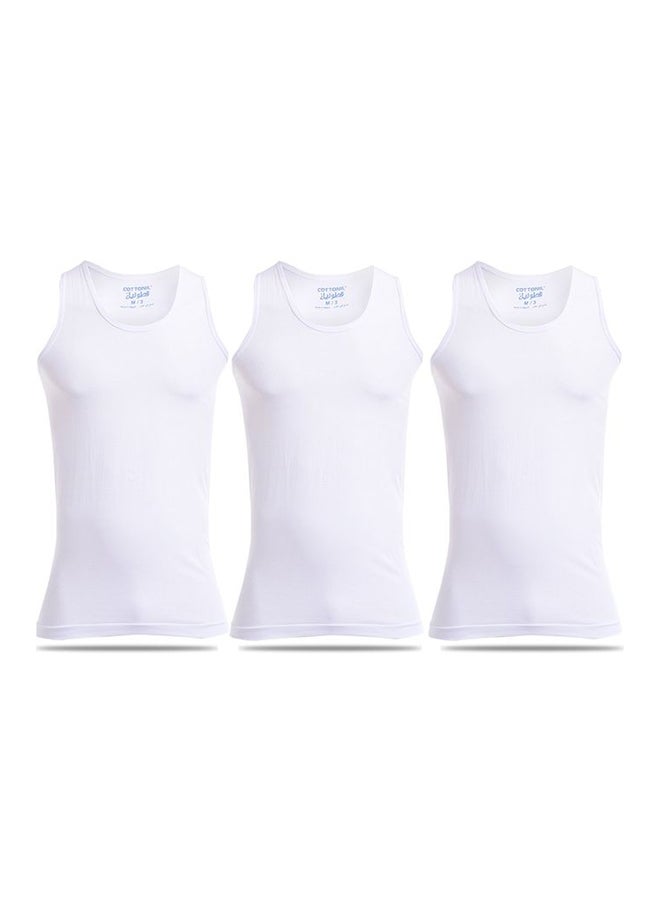 COTTONIL Pack Of 3 Sleevless Undershirts White  - Image 1