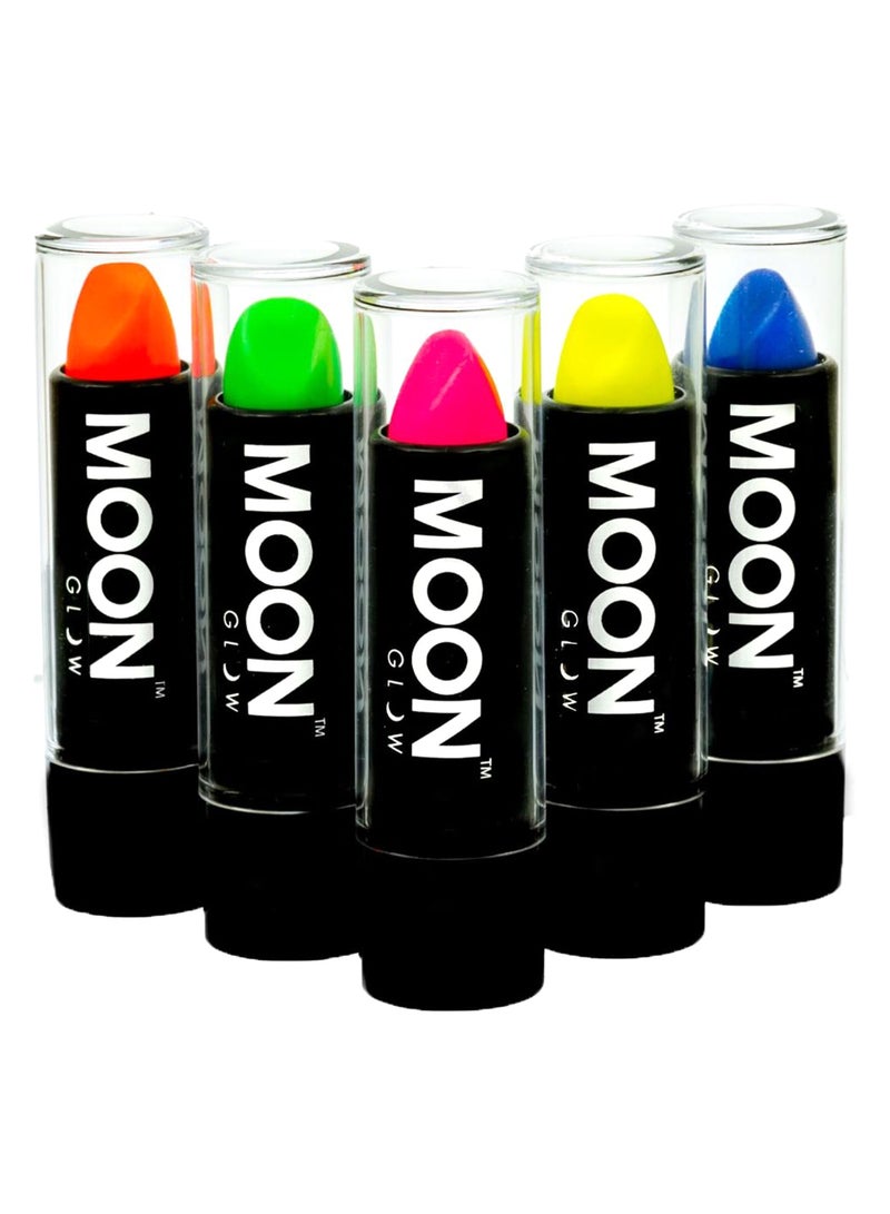 مون جلو مجموعة أحمر شفاه مطفأ يتوهج في إضاءة الأشعة فوق البنفسجية والضوء الأسود مكونة من 5 قطع متعدد الألوان - Image 1