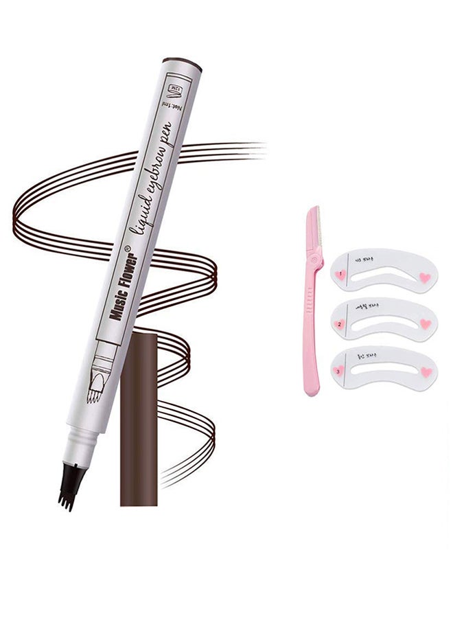 MoonKong - 5-Piece Music Flower Eyebrow Shaping Kit 03 Dark Grey - Image 1
