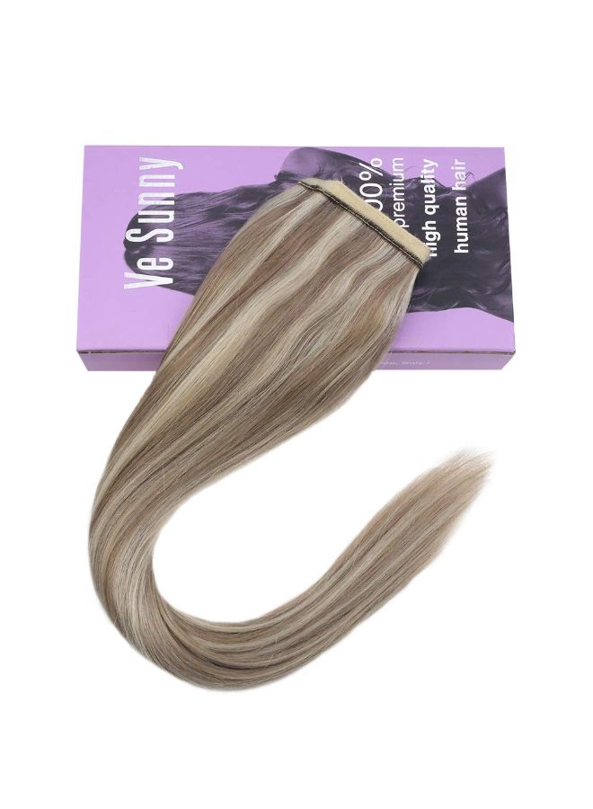 VeSunny - Straight Ponytail Human Hair Extension Dirty Blonde Highlights/Platinum Blonde 22inch - Image 1