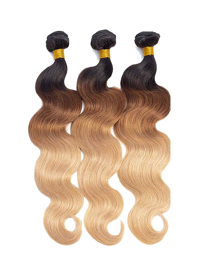 ROYAL IMPRESSION 3-Piece Brazillian Virgin Body Wave Human Hair Extension Black/Brown 2X1.02X0.98inch  - Image 1