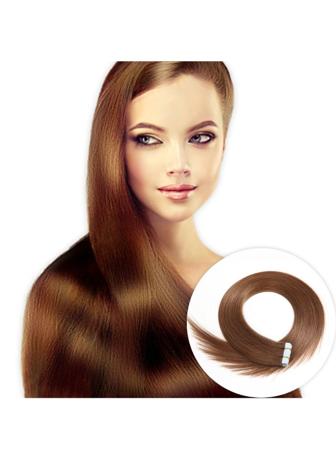YILITE 20-Piece Silky Straight Remy Tape In Human Hair Extension Chestnut Brown 16inch - Image 2