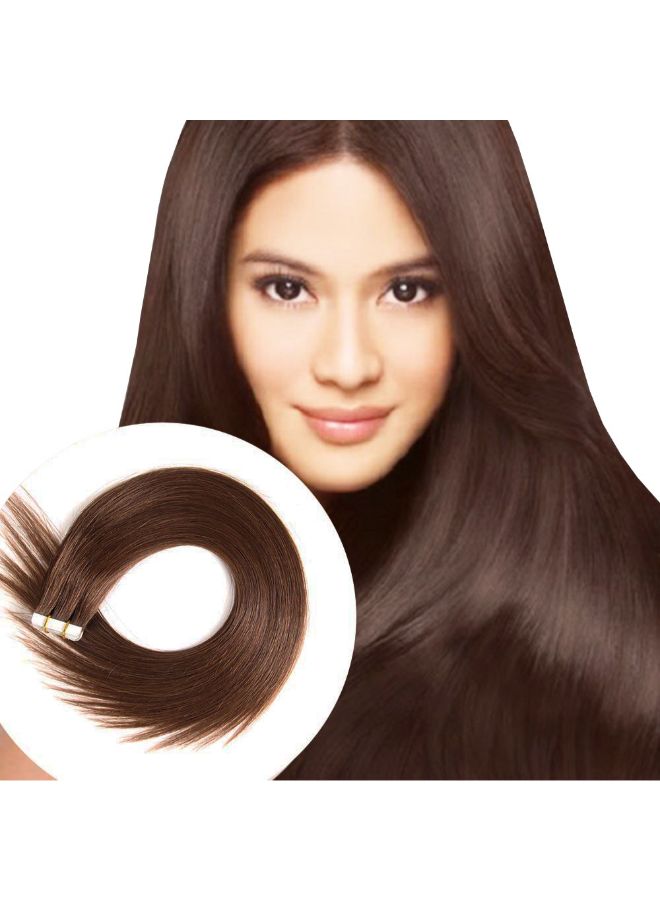 YILITE 20-Piece Silky Straight Remy Tape In Human Hair Extension Medium Brown 16inch - Image 2