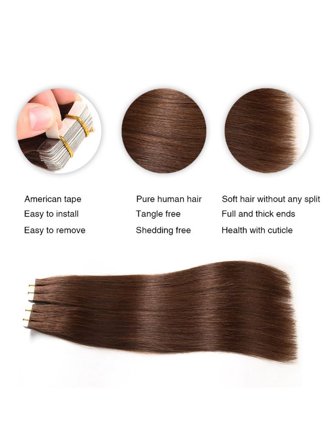YILITE 20-Piece Silky Straight Remy Tape In Human Hair Extension Medium Brown 16inch - Image 3