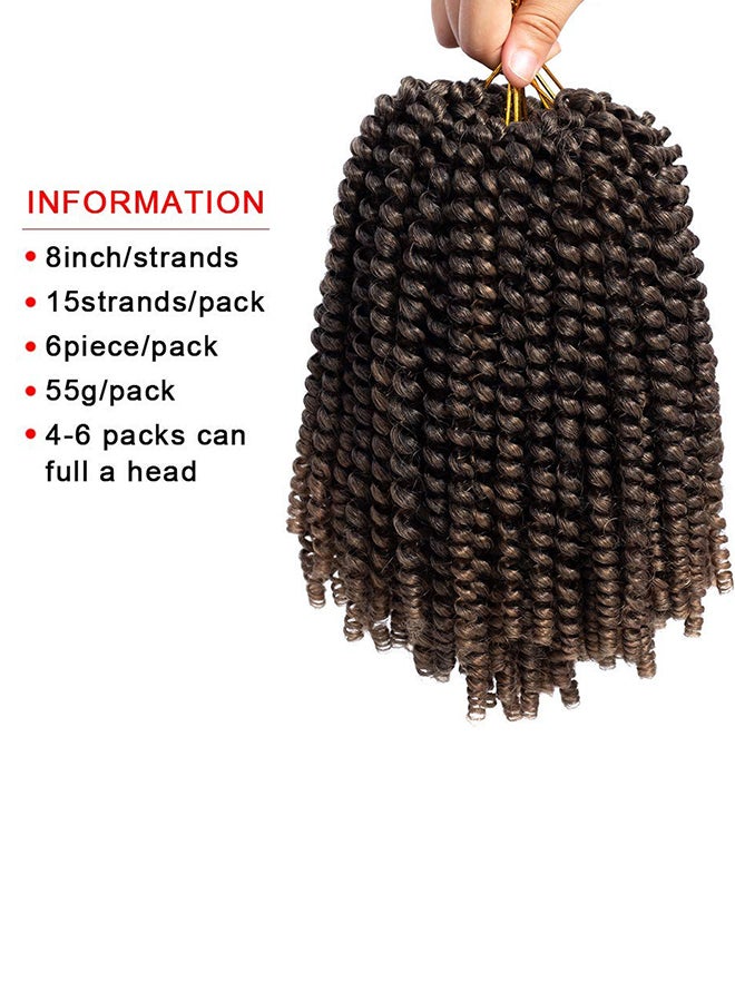 Roktress hair - 6-Piece Spring Twist Crochet Fluffy Human Hair Extension Multicolour 8inch - Image 1
