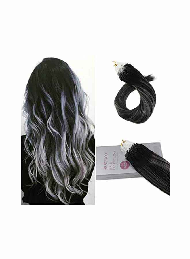 Moresoo 2-Piece Human Hair Extensions Set Black 20inch