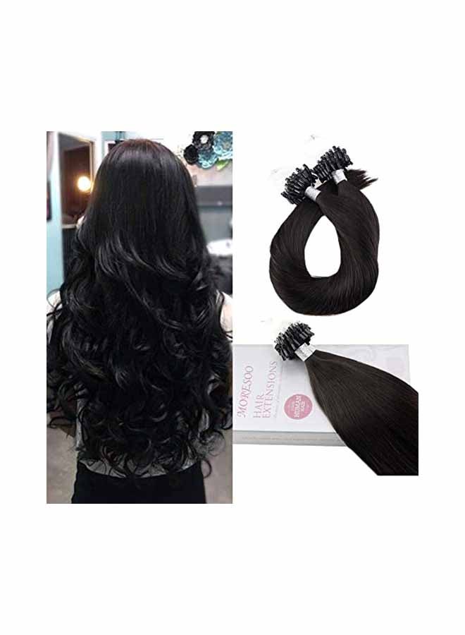 Moresoo 2-Piece Micro Beads Human Hair Extensions Set Black 16inch