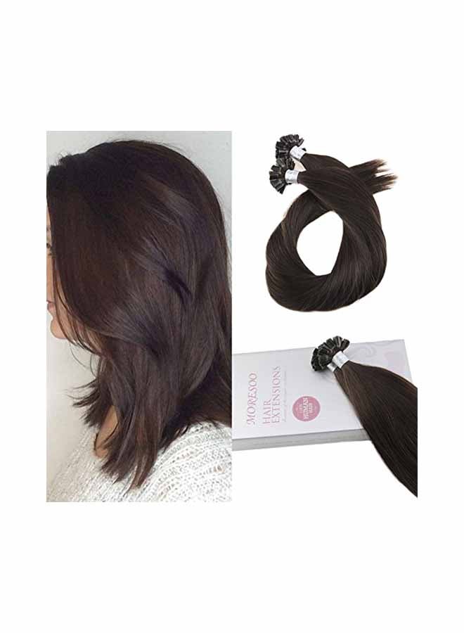 Moresoo 2-Piece U Tip Fusion Remy Human Hair Extensions Set Dark Brown 14inch